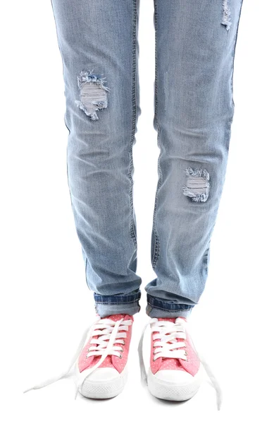 Menschenbeine in Jeans — Stockfoto