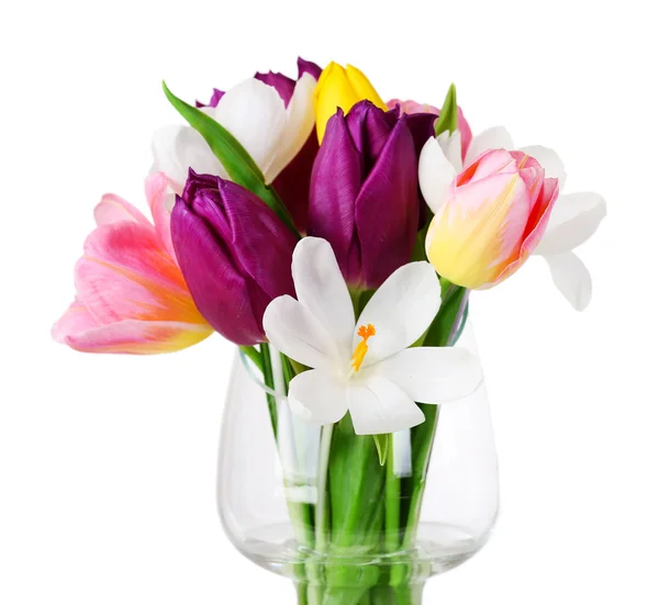 Bouquet with tulips and crocus — Stock Photo, Image