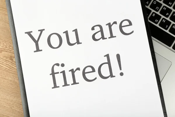 Message You're Fired on laptop keyboard, closeup — Stock Photo, Image