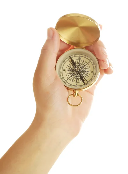 Ženská ruka s kompasem — Stock fotografie