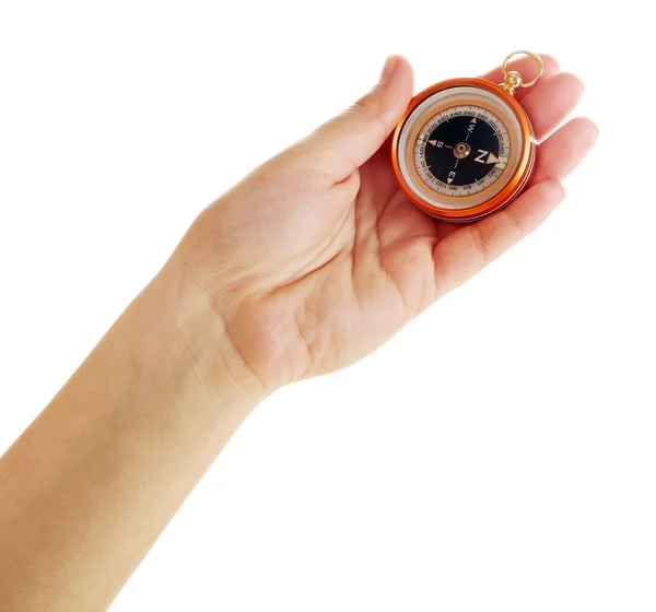 Женская рука с компасом — стоковое фото