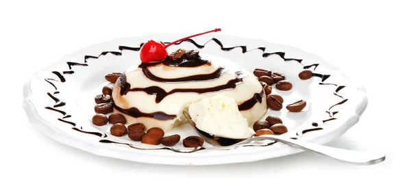 Panna cotta Dessert auf Teller — Stockfoto