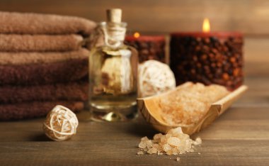 Spa natürmort ahşap arka plan üzerinde