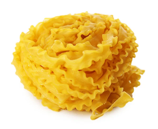 Pasta tagliatelle nest isolated on white — Stock Photo, Image
