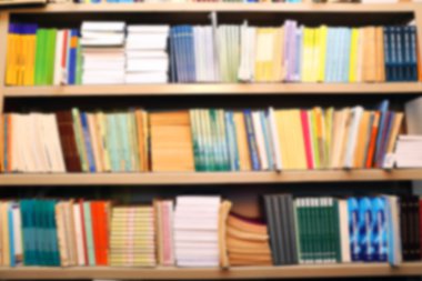 Pek çok kitap kütüphane içinde bookshelf