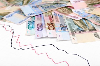 Grafik belgesi üzerinde para yakın çekim