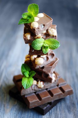 Baharatlı çikolatadan ahşap arka plan ayarla