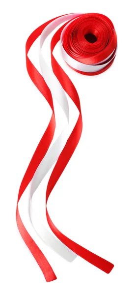 Färgglada röda och vita band isolerad på vit — Stockfoto