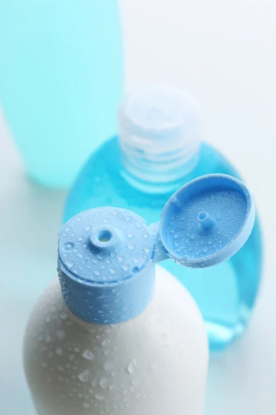 Cosmetic bottles close up — Stock Photo, Image