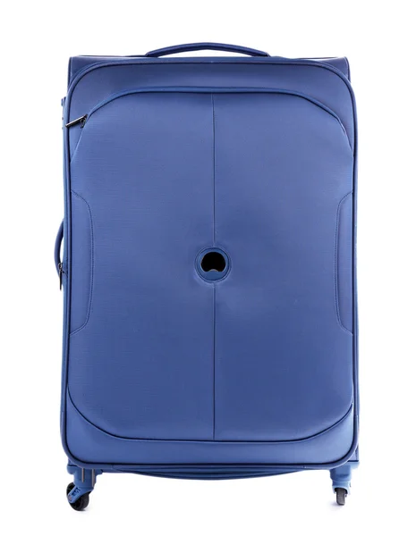 Синя валіза ізольована на білому — стокове фото
