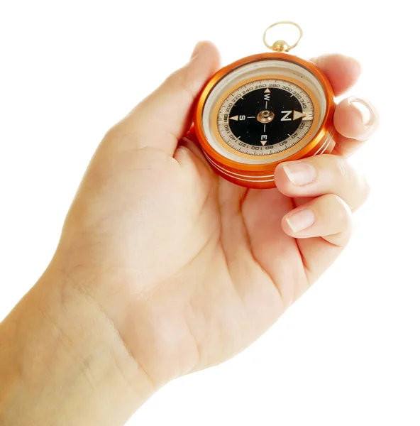 Female hand with compass — Stock Photo, Image