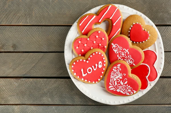 Galletas en forma de corazón para el día de San Valentín — Foto de Stock