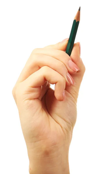 Main féminine avec crayon — Photo
