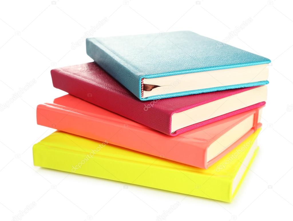 colorful notebooks isolated on