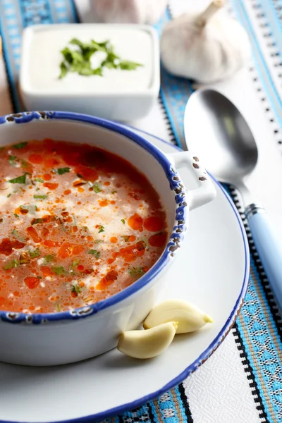 Ukrainian beetroot soup — Stock Photo, Image