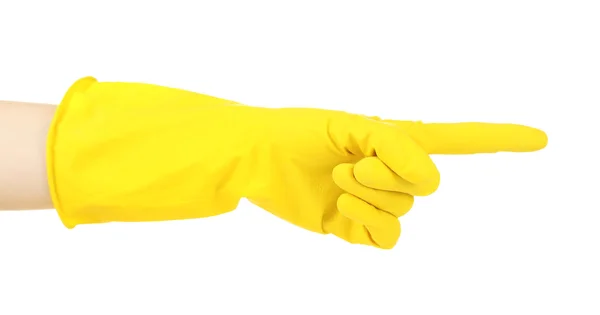 Rubber glove on hand, isolated on white — Stock Photo, Image