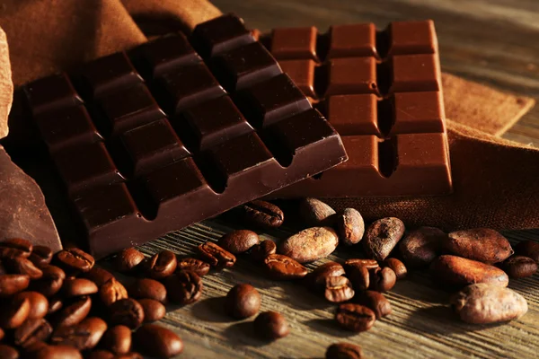 Set of chocolate with coffee grains — Stock Photo, Image