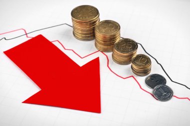 Sikke ve grafik belgesi üzerinde kırmızı ok kapat