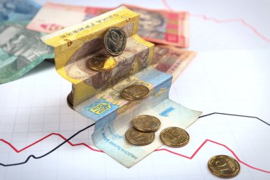 Grafik belgesi üzerinde para yakın çekim