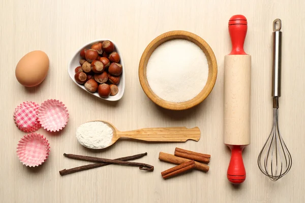 Food ingredients and kitchen utensils — Stock Photo, Image