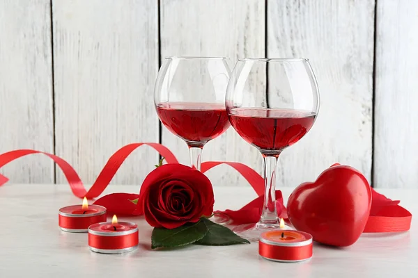 Composition with red wine in glasses — Stock Photo, Image