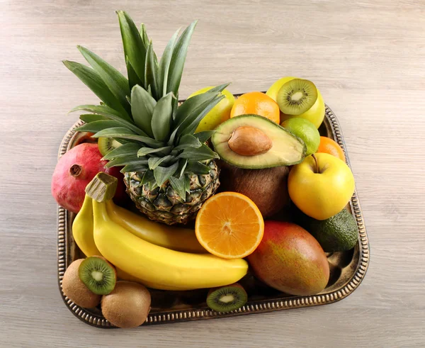 Fruits on wooden table — Stock Photo, Image