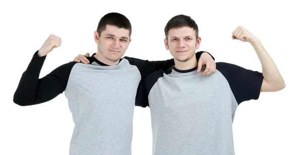 Två stiliga unga män isolerad på vit — Stockfoto