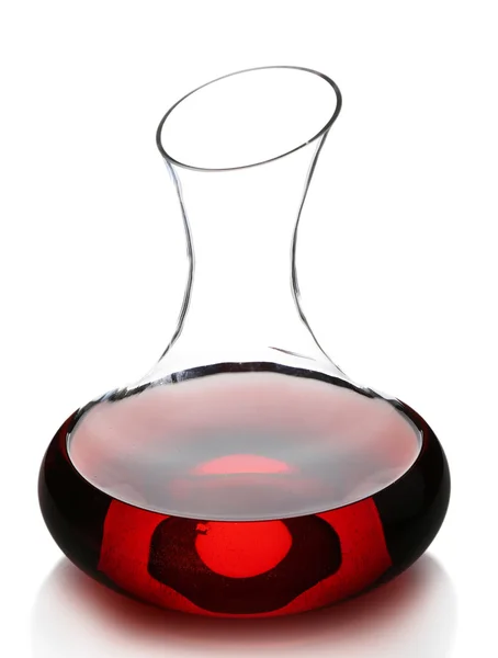 Glass carafe of red wine isolated on white — Stock Photo, Image