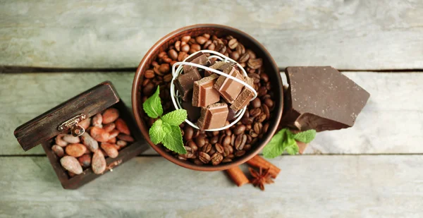 Stilleben med uppsättning av choklad — Stockfoto