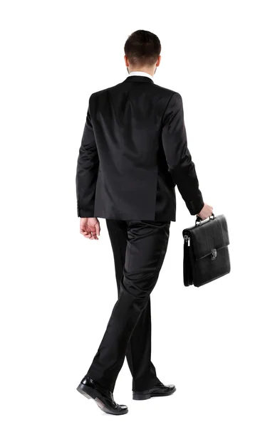 Man in pak met werkmap — Stockfoto