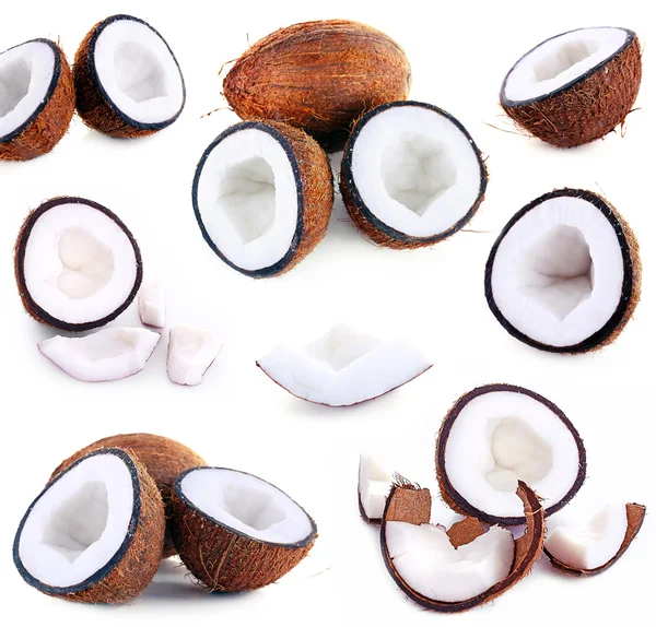 Collage de coco, aislado en blanco —  Fotos de Stock