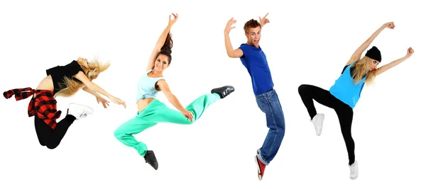 Jumping people isolated on white — Stock Photo, Image