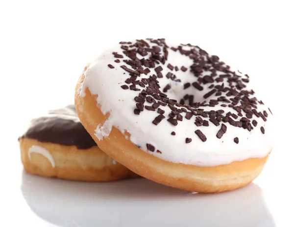 Deliciosas rosquillas con hielo aislado en blanco — Foto de Stock