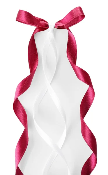 Colorful vinous and white ribbons with bow isolated on white — Stock Photo, Image