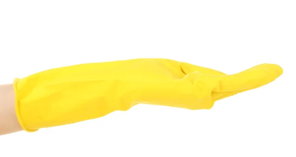 Gumové rukavice na ruce, izolovaných na bílém — Stock fotografie