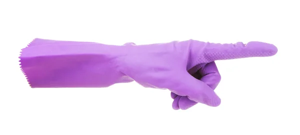 Rubber glove on hand, isolated on white — Stock Photo, Image