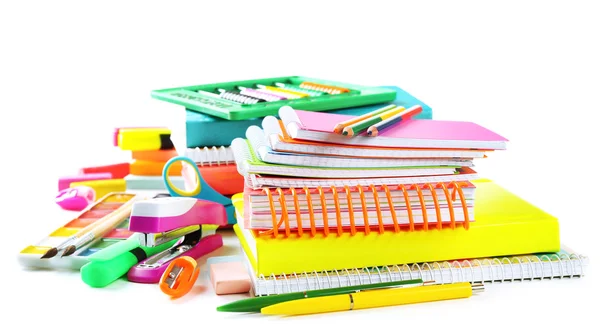 Bright school stationery, isolated on white — Stock Photo, Image