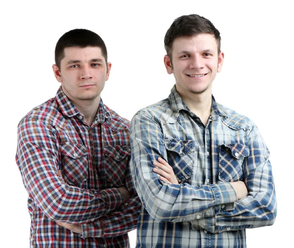 Twee knappe jonge mannen geïsoleerd op wit — Stockfoto