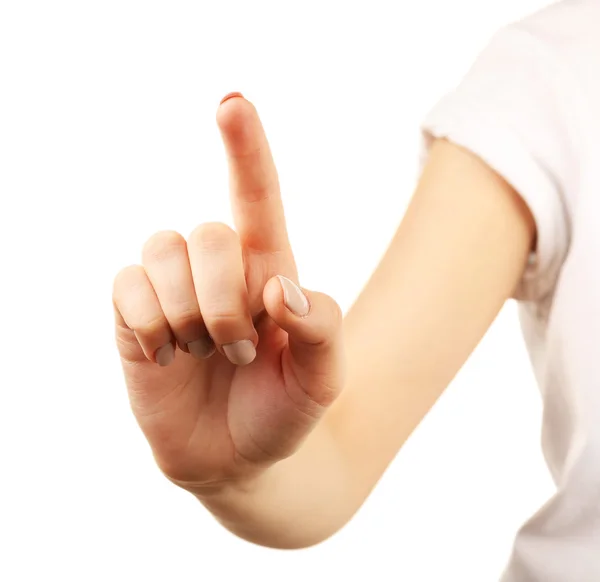Geste de la main féminine isolé sur blanc — Photo