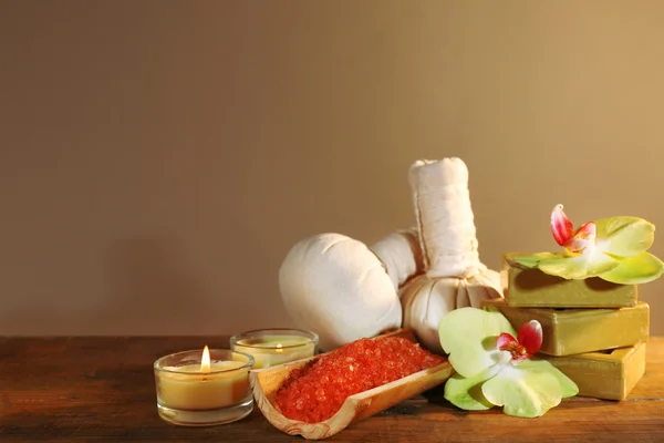 Spa still life on wooden table — Stock Photo, Image