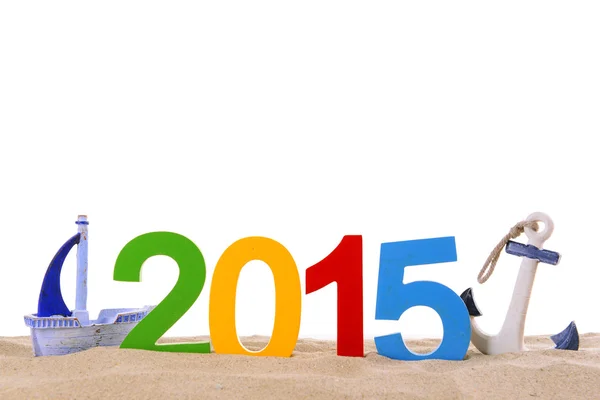 2015 sign on beach sand — Stock Photo, Image