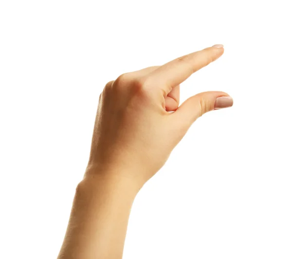 Female hand gesture isolated on white — Stock Photo, Image