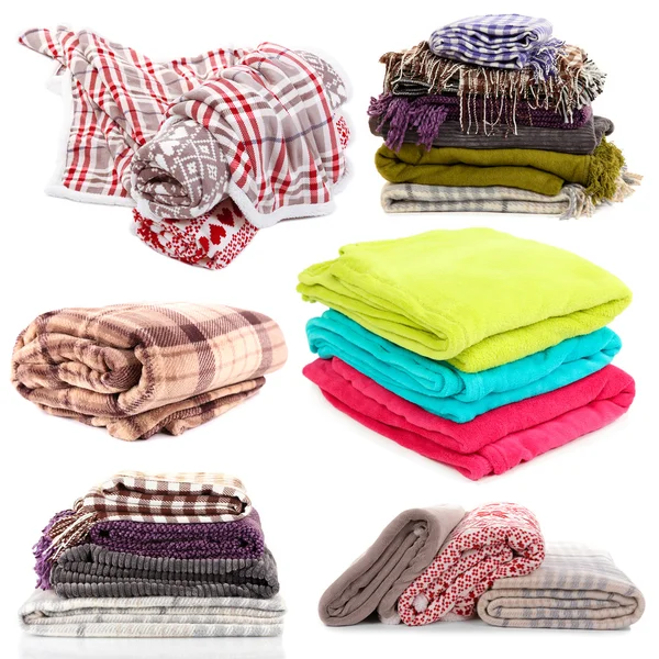 Collage of plaids isolated on white — Stock Photo, Image