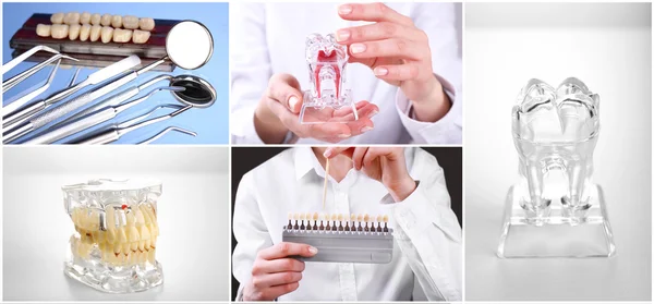 Collage av dental hälso-och sjukvård — Stockfoto