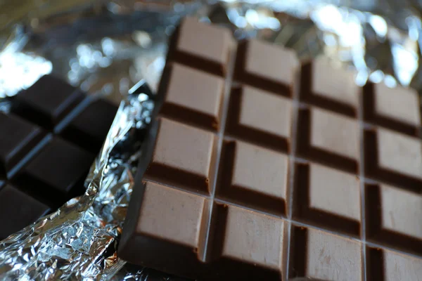 Folyo, closeup çikolata kümesi — Stok fotoğraf