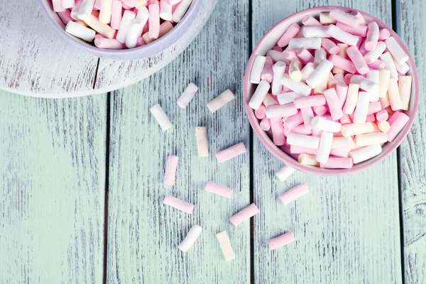 Sweet candies on wooden table, top view — Stock Photo, Image