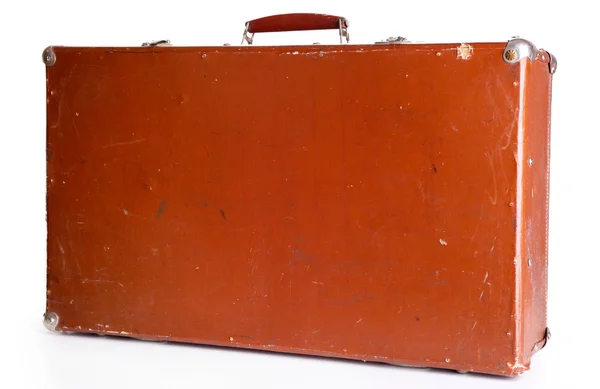 Brown suitcase on gray background — Stock Photo, Image