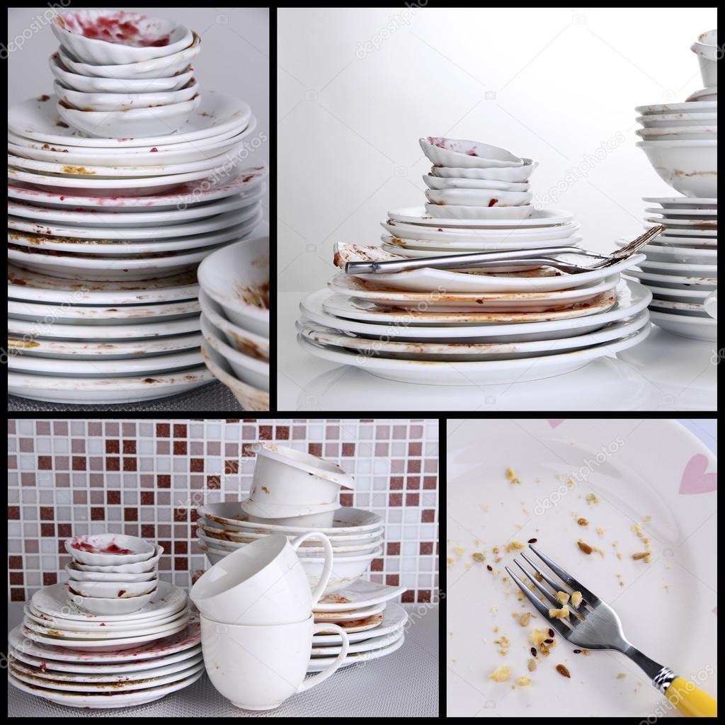 Collage of dirty dishes