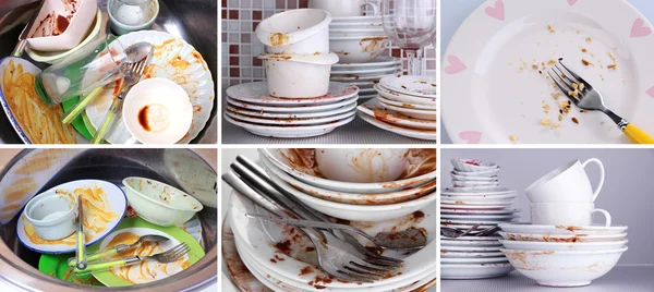 Collage de platos sucios — Foto de Stock
