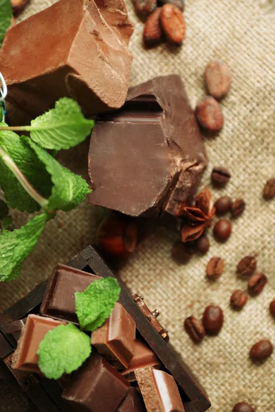 Stilleben med uppsättning av choklad — Stockfoto